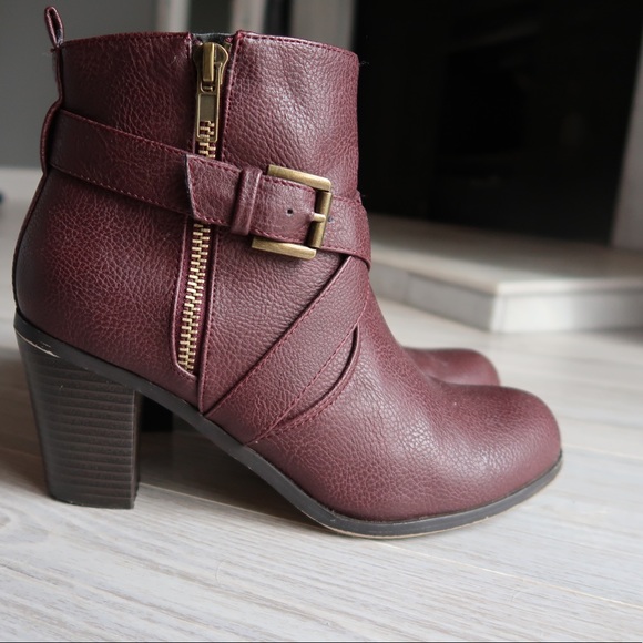 justfab burgundy booties